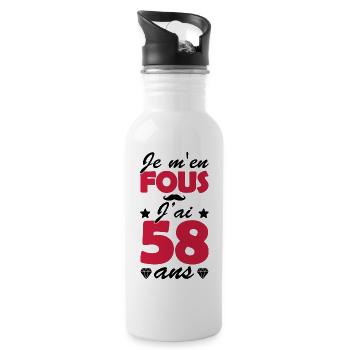 j ai 58 ans / cadeau humour anniversaire 58 ans - Gourde avec paille intégrée - blanc - Droite