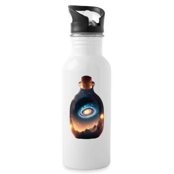 Die Milchstrasse in einer Flasche - Trinkflasche mit integriertem Trinkhalm - Weiß - Rechts