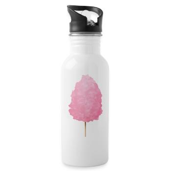 flauschige rosafarbene Zuckerwatte - Trinkflasche mit integriertem Trinkhalm - Weiß - Rechts