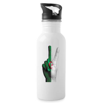 Algerische Flagge signalisiert Sieg - Trinkflasche mit integriertem Trinkhalm - Weiß - Rechts