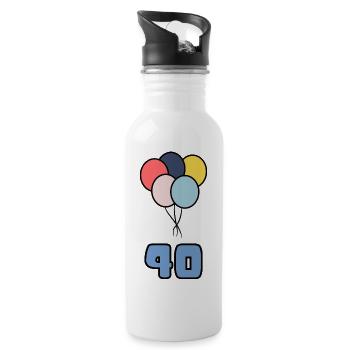 40. 40 YEARS. 40th ANNIVERSARY. BIRTHDAY 40 YEARS. - Water bottle with straw - white - Right