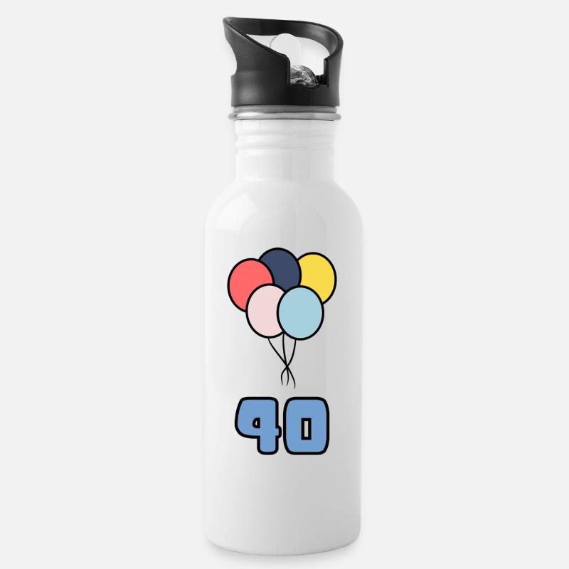 40. 40 ANS. 40e ANNIVERSAIRE. ANNIVERSAIRE 40 ANS. - Gourde avec paille intégrée - blanc