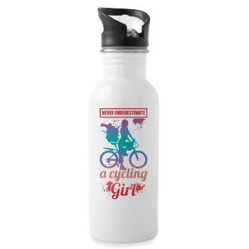 Never underestimate a cyclist girl - Water bottle with straw - white - Right