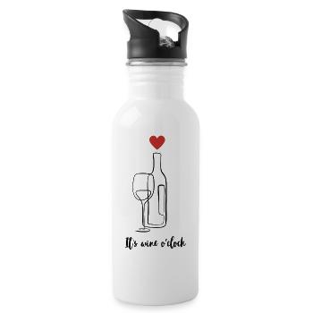 Wine Lover Weinliebhaber - Trinkflasche mit integriertem Trinkhalm - Weiß - Rechts