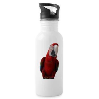 Papageien Vogel T-shirt Geschenk - Trinkflasche mit integriertem Trinkhalm - Weiß - Rechts
