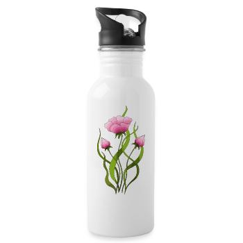 Flowers - Water bottle with straw - white - Right