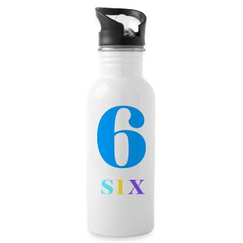 Six-6th Anniversary - Water bottle with straw - white - Right