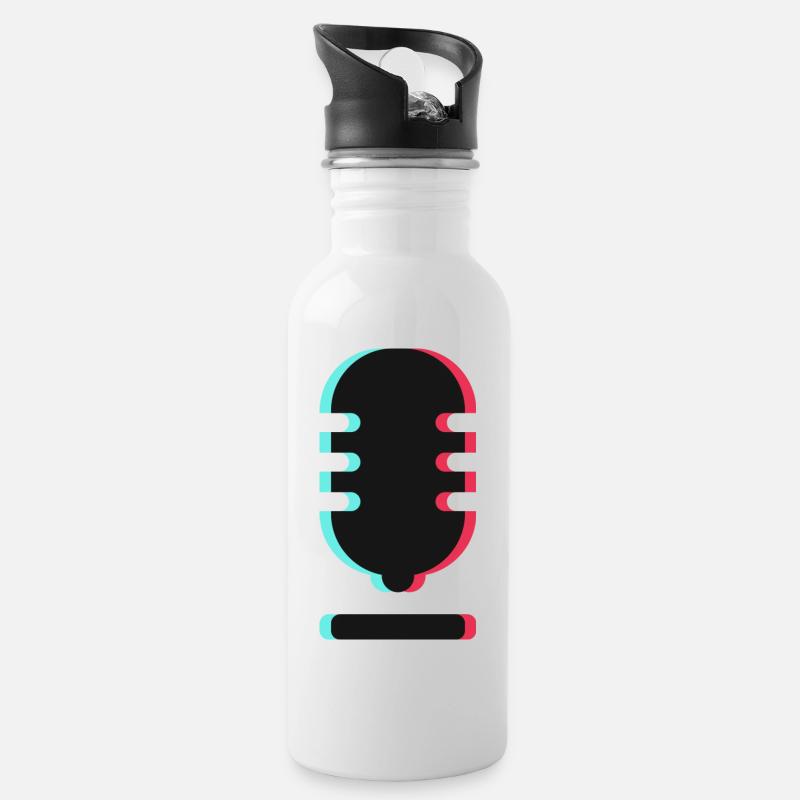 Microphone Logo - Water bottle with straw - white