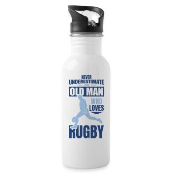 Unterschätze nie alte Rugbyspieler - Trinkflasche mit integriertem Trinkhalm - Weiß - Rechts