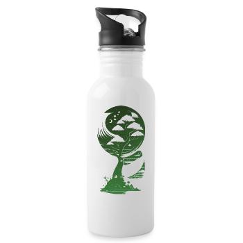 Mystischer Fantasy Baum Natur - Trinkflasche mit integriertem Trinkhalm - Weiß - Rechts