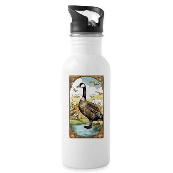 Gans aus Zeichentrickfilm - Trinkflasche mit integriertem Trinkhalm - Weiß - Rechts