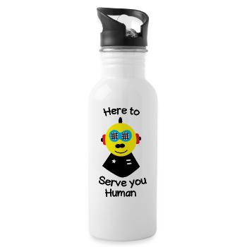 Here to serve you human - Water bottle with straw - white - Right