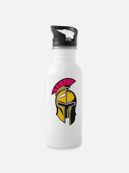 Helm Sparta - Trinkflasche mit integriertem Trinkhalm - Weiß
