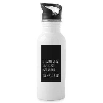 handy blede gedanken spruch dialekt österreich - Trinkflasche mit integriertem Trinkhalm - Weiß - Rechts