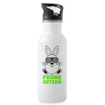 frohe ostern - Trinkflasche mit integriertem Trinkhalm - Weiß - Rechts