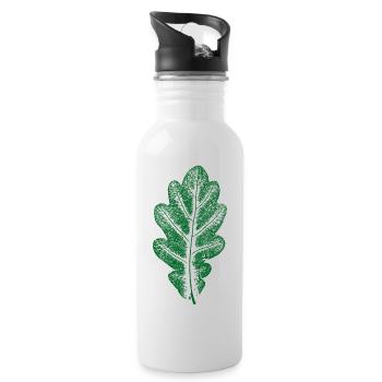 Oak Leaf Green - Monocolor - Leaf/Oak/ Tree - Water bottle with straw - white - Right