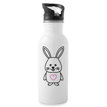Lapin Comic Amour - Gourde avec paille intégrée - blanc - Droite