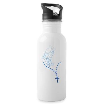 virgin mary jesus bible christian religion madona - Water bottle with straw - white - Right
