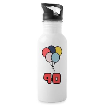 40. 40 JAHRE. 40. JAHRESTAG. 40-JÄHRIGES JUBILÄUM. - Trinkflasche mit integriertem Trinkhalm - Weiß - Rechts