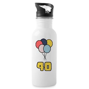 40. 40 YEARS. 40th ANNIVERSARY. 40 YEARS ANNIVERSARY. - Water bottle with straw - white - Right