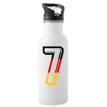 Nummer 7 Deutschland Trikot Zahl 7 Jahre - Trinkflasche mit integriertem Trinkhalm - Weiß - Rechts