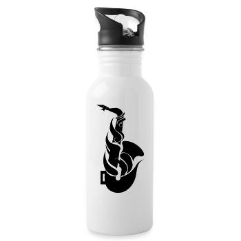 Cartoon Saxophone - Water bottle with straw - white - Right