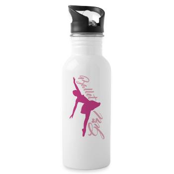 Ballet Dancer Girl - Water bottle with straw - white - Right