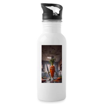 Gemüse Untergang Apocalypse Monster Karotte - Trinkflasche mit integriertem Trinkhalm - Weiß - Rechts