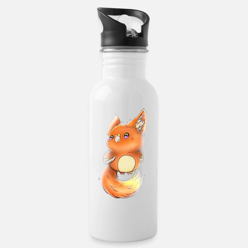 Lupifowl orange edition - Trinkflasche mit integriertem Trinkhalm - Weiß