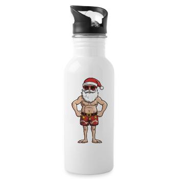 Beach Santa Claus - Water bottle with straw - white - Right