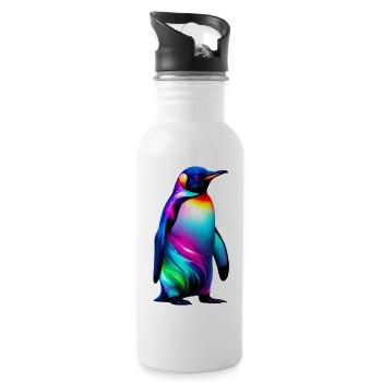 Pinguin - Trinkflasche mit integriertem Trinkhalm - Weiß - Rechts