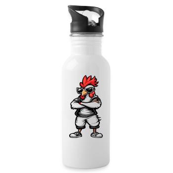 Coq Bande Dessinée Cool - Gourde avec paille intégrée - blanc - Droite