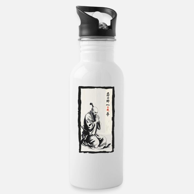 Monk - Trinkflasche mit integriertem Trinkhalm - Weiß