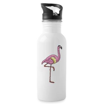Flamingo Schwimmen Schwimmring Sommer - Trinkflasche mit integriertem Trinkhalm - Weiß - Rechts