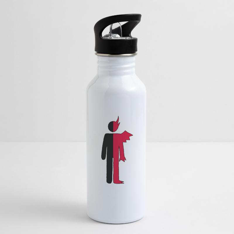 Mann oder Dämon Piktogramm Trinkflasche mit integriertem Trinkhalm