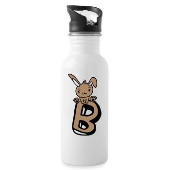 Hase Buchstabe B wie Bunny Groß Alphabet Lernen - Trinkflasche mit integriertem Trinkhalm - Weiß - Rechts