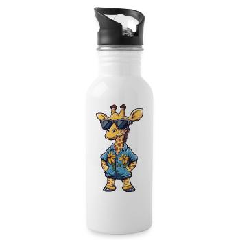 Giraffe Lustig Sommer - Trinkflasche mit integriertem Trinkhalm - Weiß - Rechts
