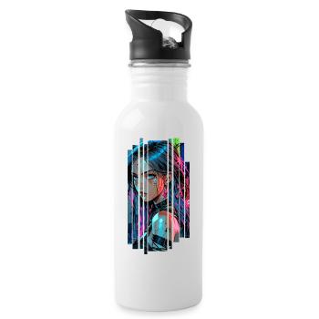 Cyber femme Urban city néon - Gourde avec paille intégrée - blanc - Droite