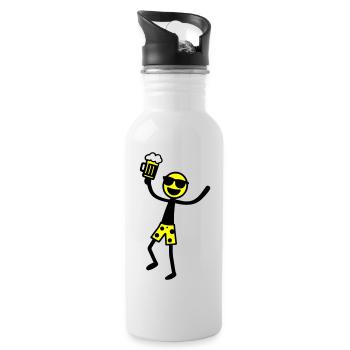 Stick Figure Bière Fête Vacances - Gourde avec paille intégrée - blanc - Droite