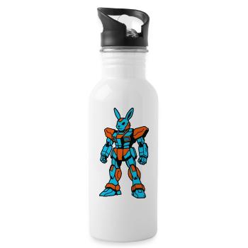 Robo Rabbit orange-blue - Water bottle with straw - white - Right