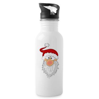 Visage du Père Noël - Gourde avec paille intégrée - blanc - Droite