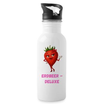 Erdbeere Dame Deluxe Charme Karikatur  - Trinkflasche mit integriertem Trinkhalm - Weiß - Rechts