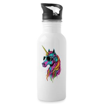 Licorne Poney Cavalier Chevaux Équitation Licornes - Gourde avec paille intégrée - blanc - Droite