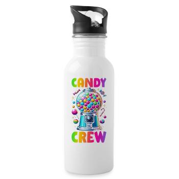 Candy Crew Deko Süßigkeitenliebhaber Naschkatze - Trinkflasche mit integriertem Trinkhalm - Weiß - Rechts