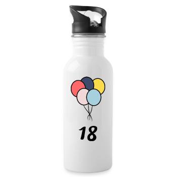 18. 18 ANS. 18e ANNIVERSAIRE. ANNIVERSAIRE 18 ANS. - Gourde avec paille intégrée - blanc - Droite