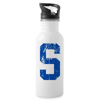Retro Sportbuchstaben - Trinkflasche mit integriertem Trinkhalm - Weiß - Rechts