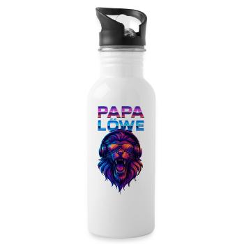 Dad Lion Saying Funny Father's Day Gift Cute - Water bottle with straw - white - Right