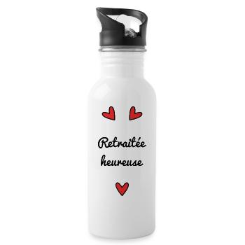 PENSIONIERT. RENTE. FROHEN RUHESTAND - Trinkflasche mit integriertem Trinkhalm - Weiß - Rechts