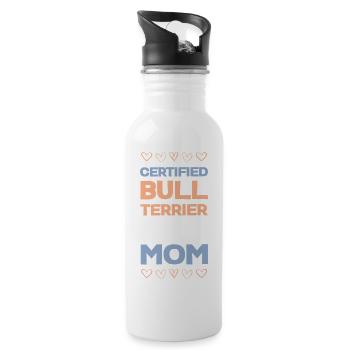 Bull Terrier Mom Certified - Water bottle with straw - white - Right