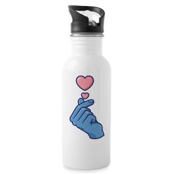 Kpop Koreanische Musik Niedliche Finger Herz Liebe Korea - Trinkflasche mit integriertem Trinkhalm - Weiß - Rechts